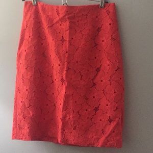 Ann taylor bright coral skirt with lace details